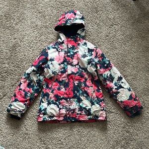 North Face youth kids girls jacket , size M (10/12), pink floral print